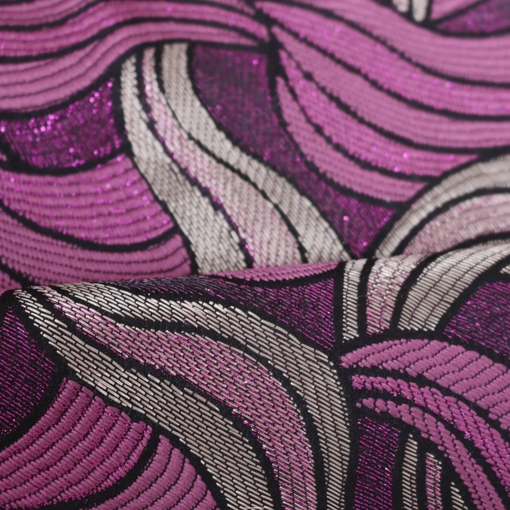 Luxury abstract leaf metallic custom jacquard Brocade Fabric cloth, yarn dyed woven fabric