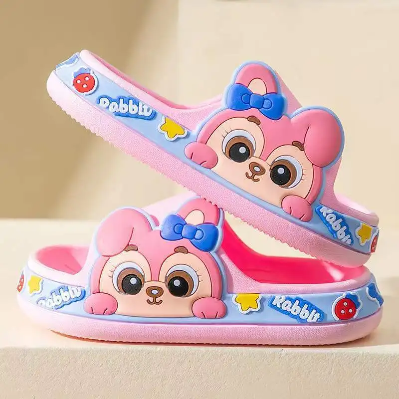 Unisex Summer Slides Sandals with Wrapped Head Indoor Soft Bottom Non-Slip Cartoons for Boys Girls and Babies