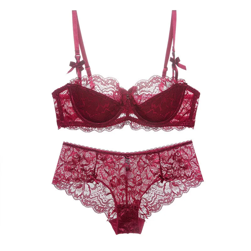 US2314 Bra Set Lace Thin Cotton Cup Received By The Breast Side Sexy Underwear 5 Row Buckle Bra Set