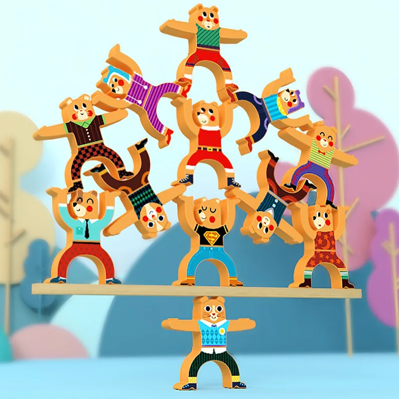 Educational Baby Toy Building Block For Kids Magnetic Wooden Balancing Block Stacking Games