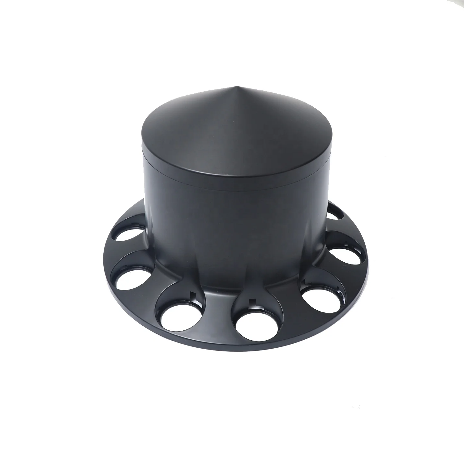 Ninetin Truxpro Black ABS Spiked Axle Covers Kit Hubcaps with 60 Pieces 33mm Thread on Lug Nut Covers for Semi Trucks