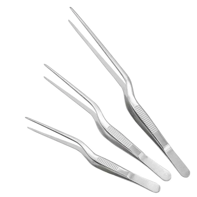 1Pcs Tweezers Atraumatic Forceps Angled Clamp Stainless Steel Tweezers Tool 14cm/16cm/20cm