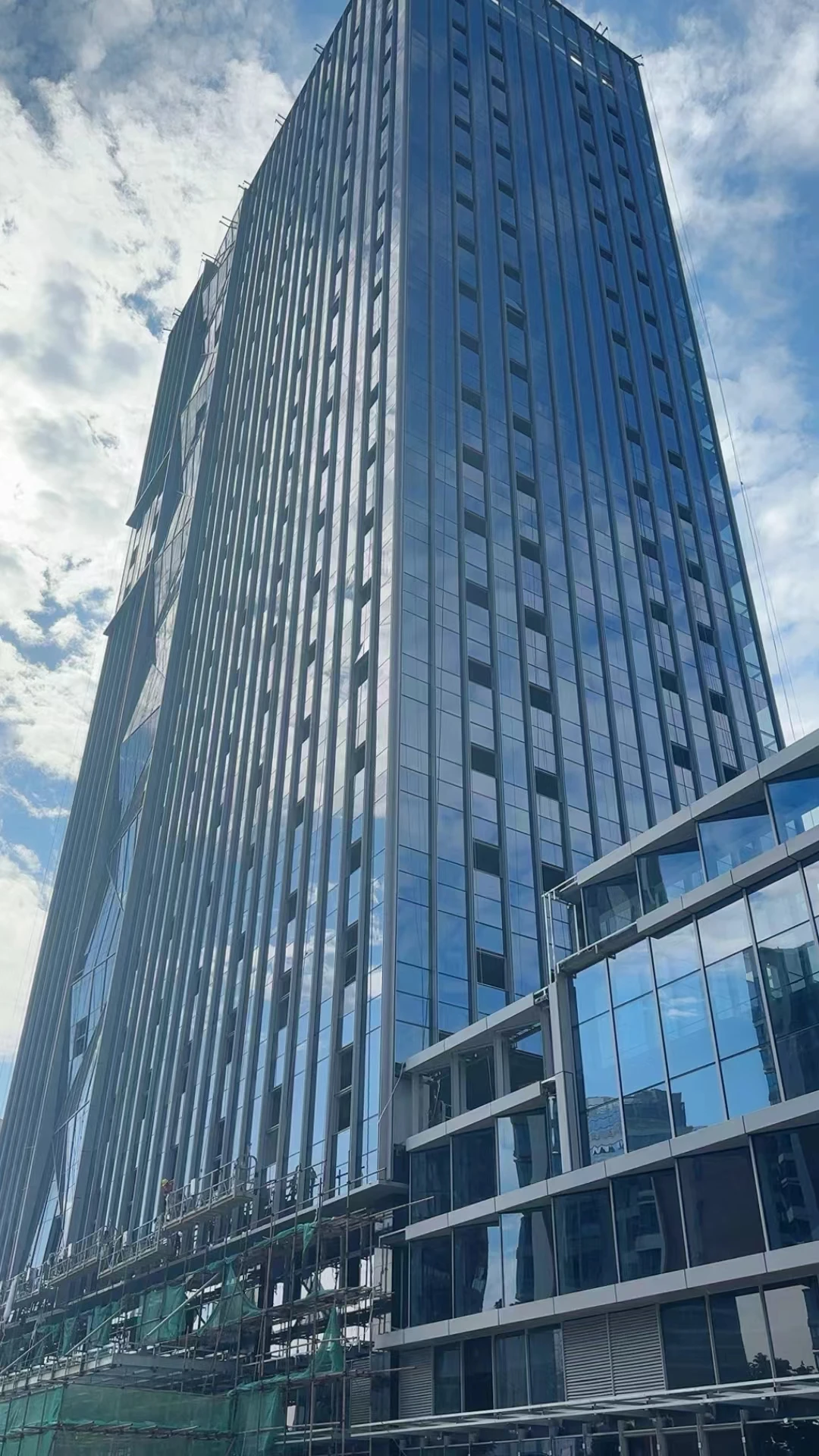 Skyscraper building glass window walls panels laminate facade curtain wall