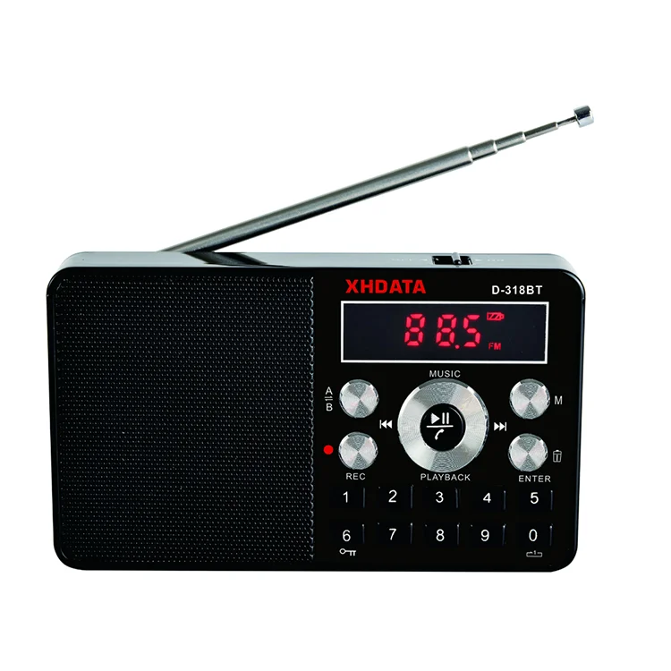 XHDATA D-318BT FM радио Новый Высокое качество Мини Беспроводная перезаряжаемая Mp3 музыкальный плеер Портативный ресивер с карты памяти 8