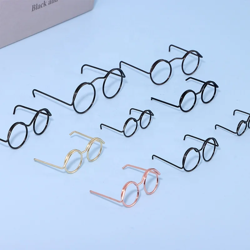 Fashionable Metal Wire Cute Round Shape Doll Glasses Frame Accessories Holder