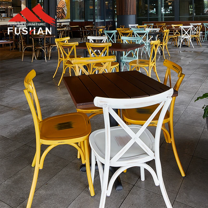 Multifunctional Bistro stackable cross back chair for restaurant modern dining chair