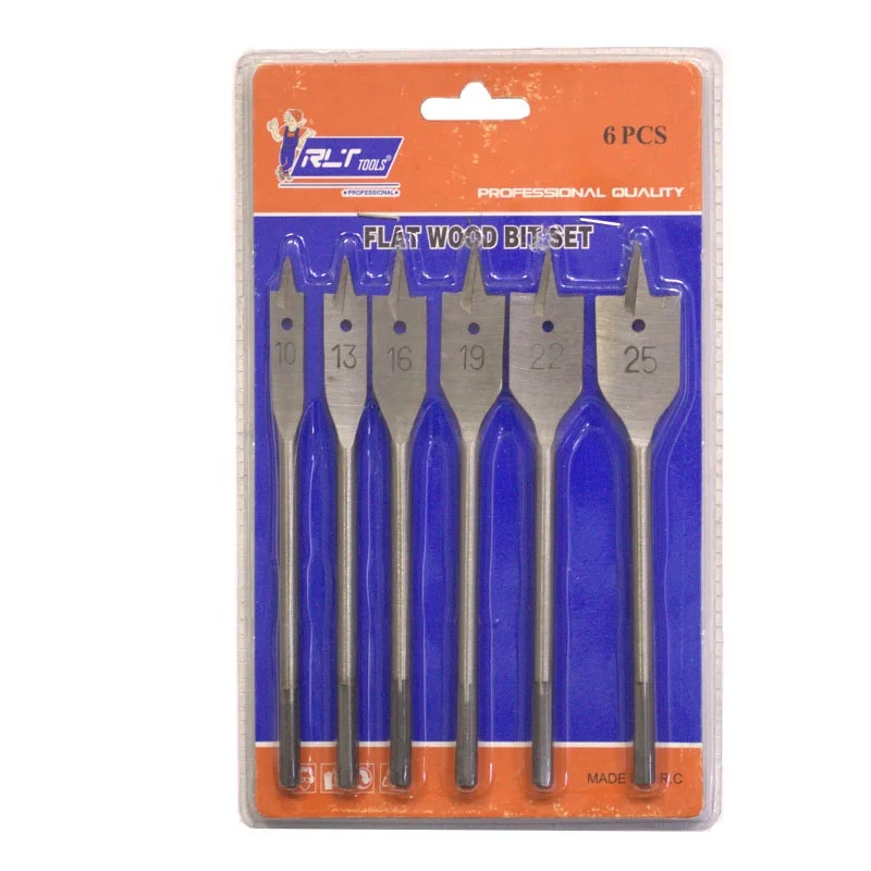 6pcs Wood Drill Bit Set Flat Spade Paddle Flat Wood Boring Drill Bit Metric 10mm 12mm 16mm 18mm 20mm 25mm Wood Boring