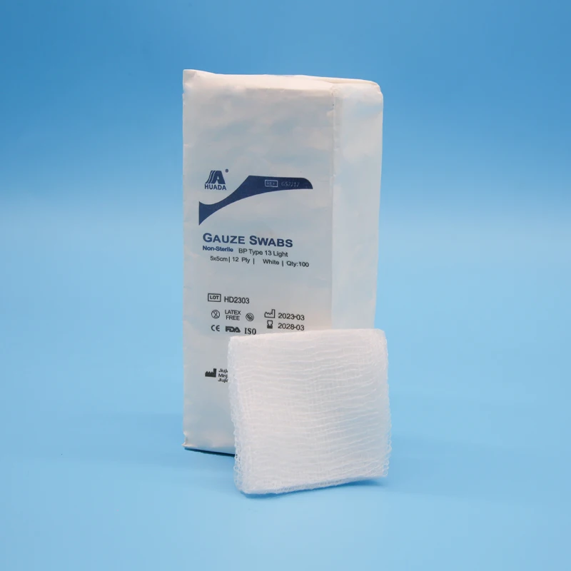 Factory direct sales medical 10 x 10 12ply 16ply cotton surgical sterile gauze swabs