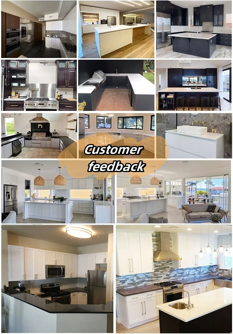 Customized Modern Melamine Finishi Self Assemble Kitchen Cabinets with Soft Closing Drawers