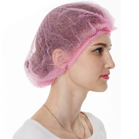 Disposable PP Non woven strip clip cap bouffant head cover Hair Net hat Round mob cap