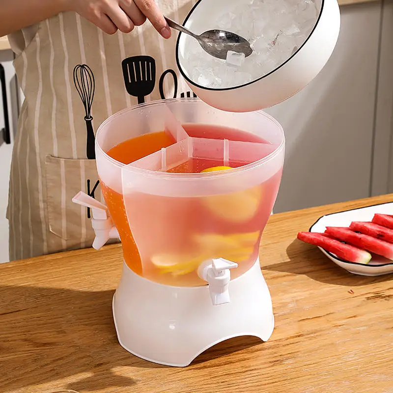 5.5L 3 grid cod water kettle rotating fruit juice ice beer jug beverage drinks dispenser with faucet