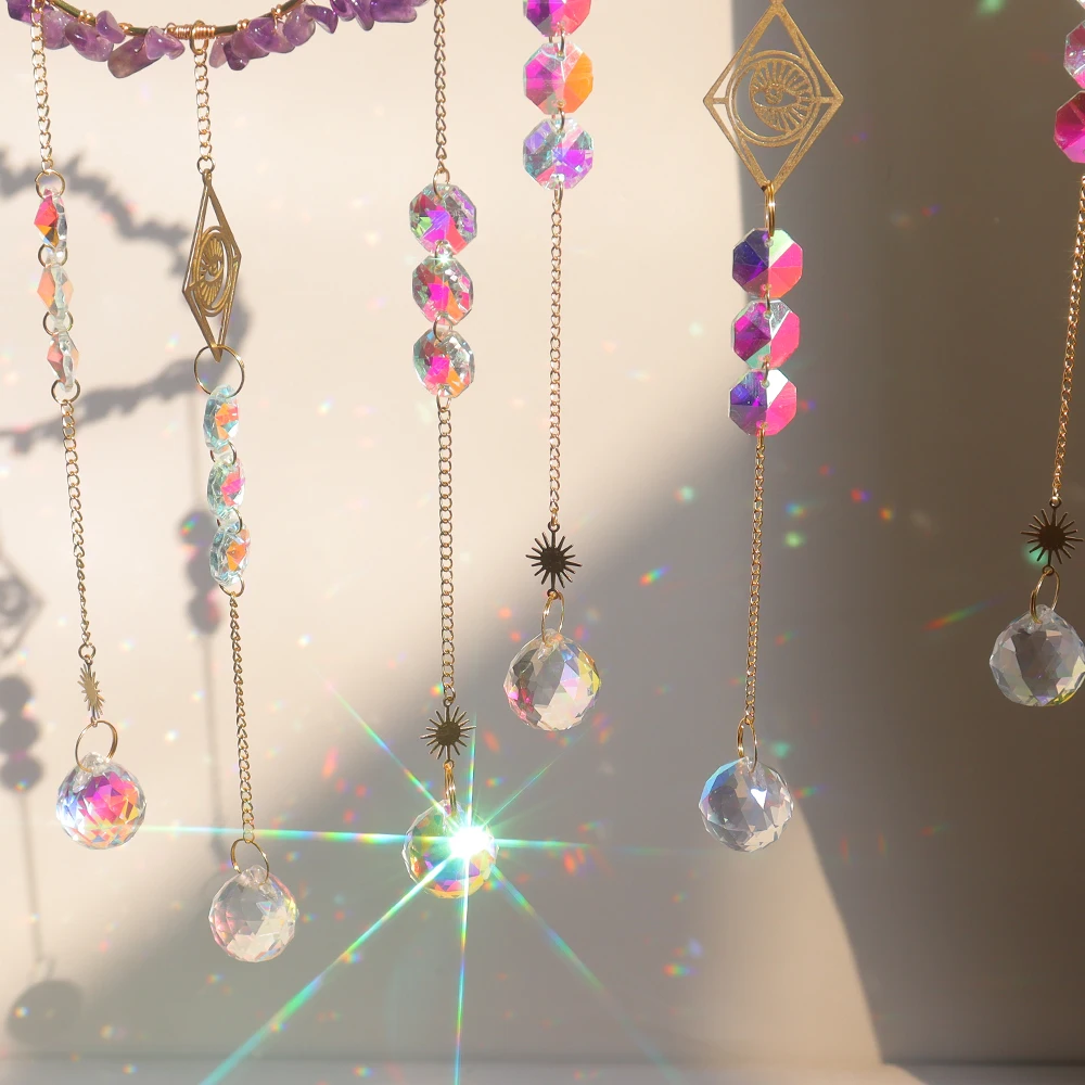 Wholesale Sun Catcher High Quality Natural Crystal Clouds Amethyst Rose Quartz Suncatchers