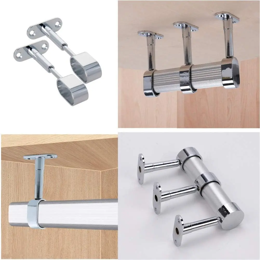 china wholesale Furniture hardware Zinc Alloy Oval Closet Rod End Supports Wardrobe Flange Bracket Holder