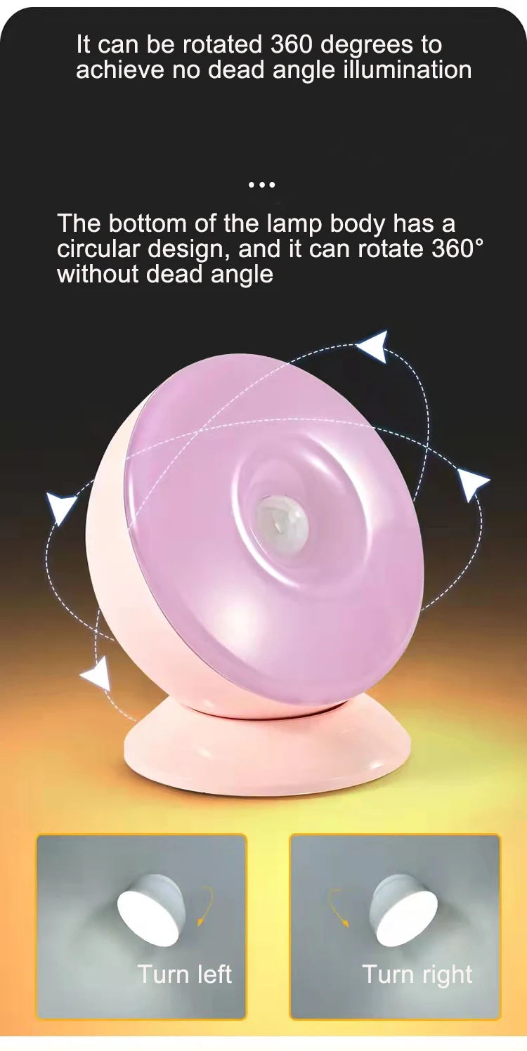360 Degree Rotating Sensor Night Light Human Body Induction Lamp with Strong Adhesive