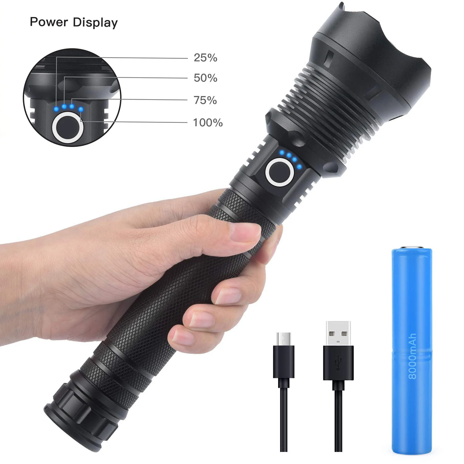 Powerful Zoomable 3 Modes Waterproof LED Tactical Flashlight Torches for Camping Biking Home Emergency or Gift-Giving