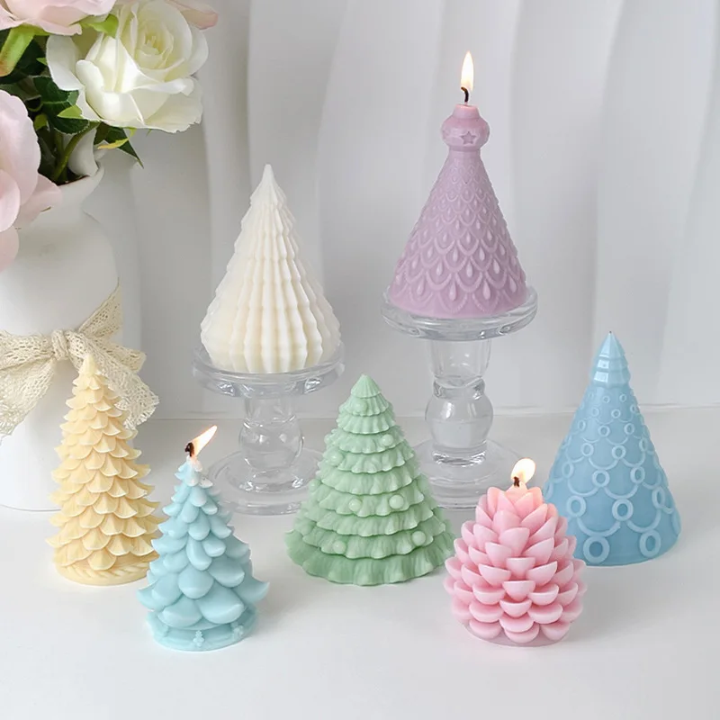 DIY Crystal Dropping Glue Pine Aromatherapy Gypsum Candle Snowflake Bubble Pine Christmas Tree Silicone Mold
