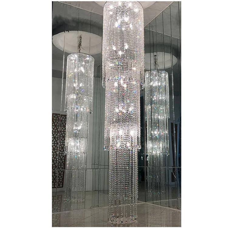 Elegant modern clear crystal ceiling fixtures home staircase decore hanging lamp pendant lights wedding light