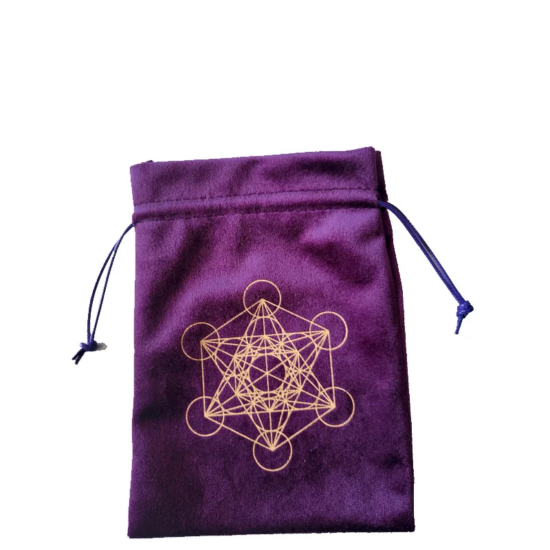 Metatron Crystal Lattice Altar Thick Velvet Storage Bag Jewelry Crystal Small Item Card Fabric Bag with Tablecloth Set