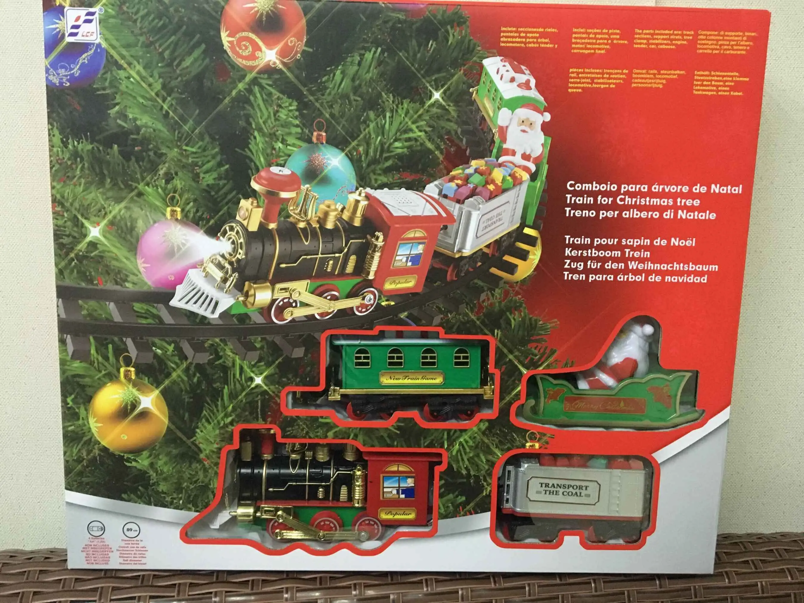Electric christmas railway train can be hung on Christmas tree