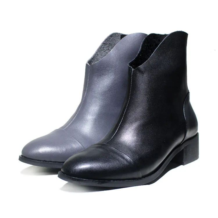 
Women boot wholesale hot sale full grain cow leather middle heel zip design lady rubber hunting walker boots farm 