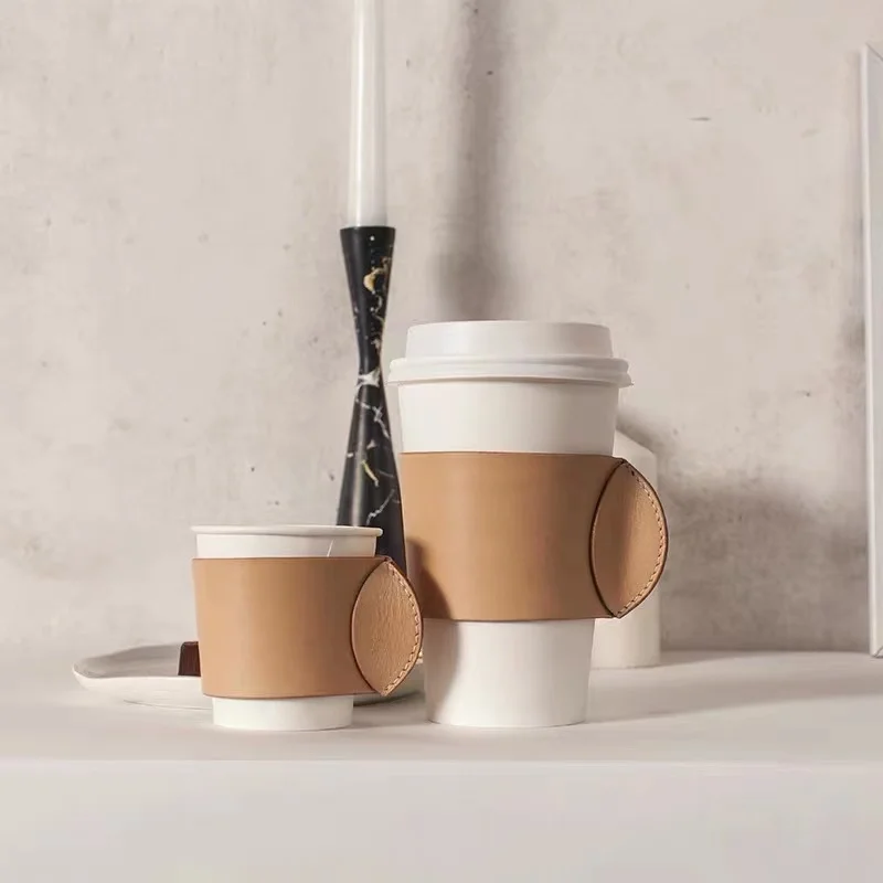 Изготовленный на заказ логотип подстаканник кожаная втулка кофейной чашки искусственная (-ый) искусственной кожи большая керамическая кружка