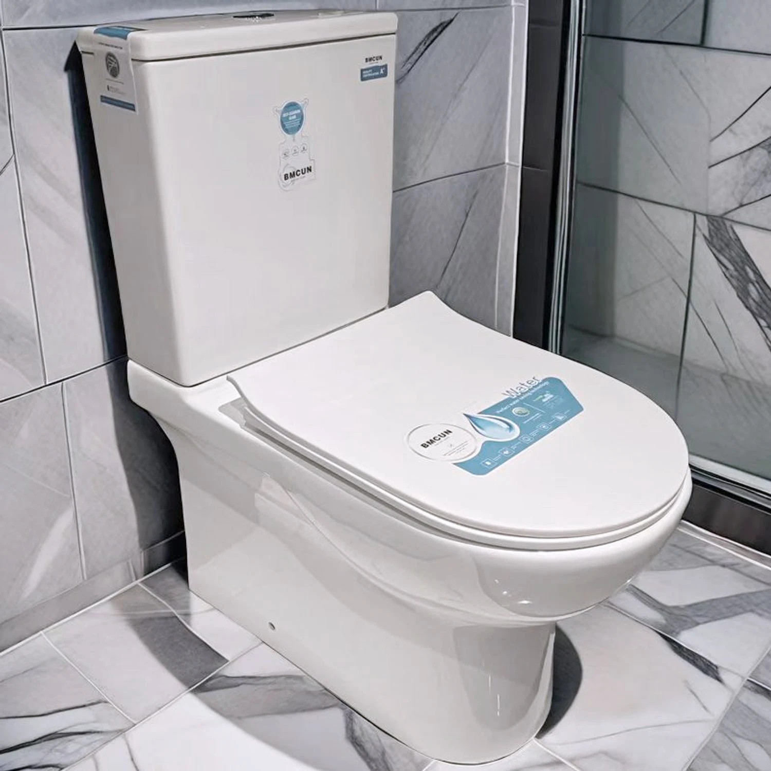 CLASIKAL Modern Minimalist Bathroom Floor Standing Toilet Split Toilet Seat with Ceramic Square Two Piece Washdown Toilet 180mm