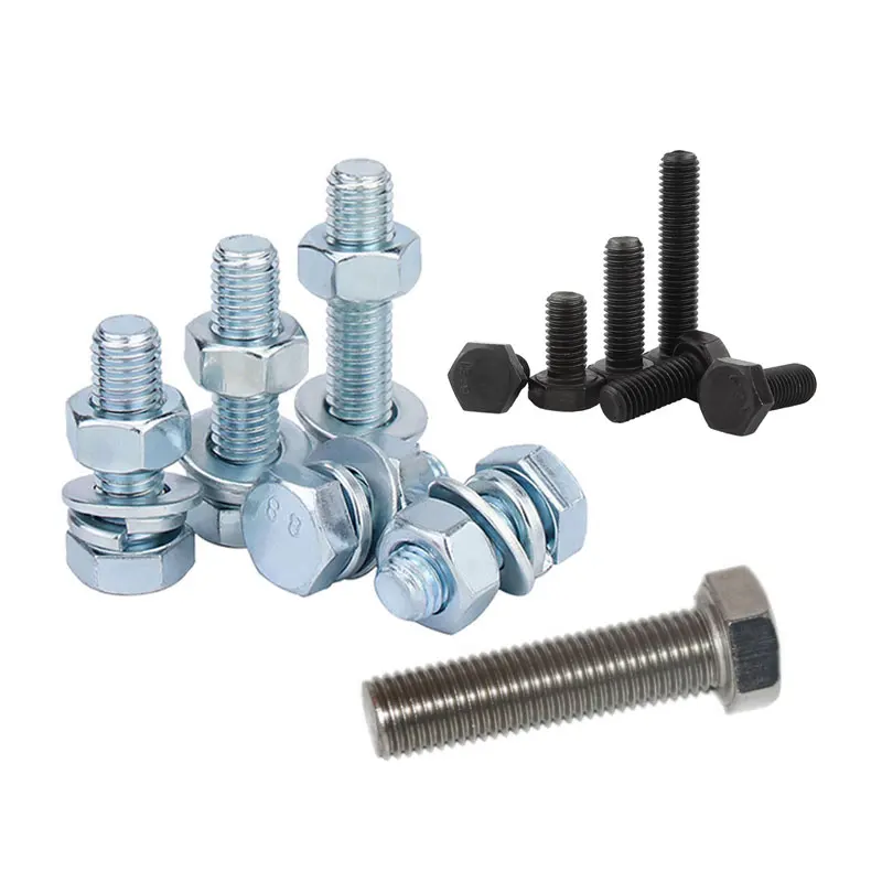 M3 M4 M5 M6 M8 Grade8.8 10.9 12.9 High Strength Carbon Steel Zinc Plated Black Oxidized Stainless Steel Hex Bolts and Nuts