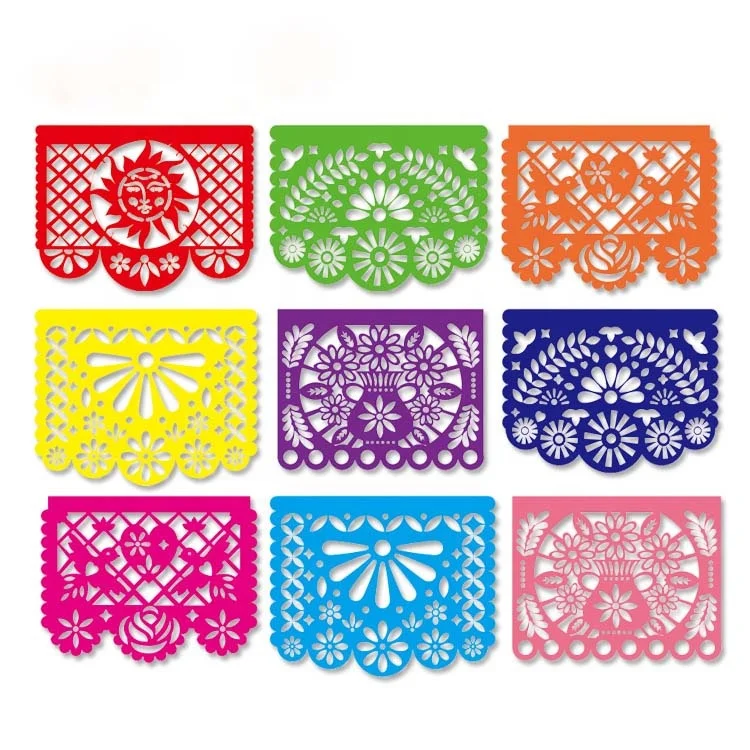 Large Plastic Day of The Dead Papel Picado Banner Un Dia de Memoria Decorations For Dia De Los Muertos