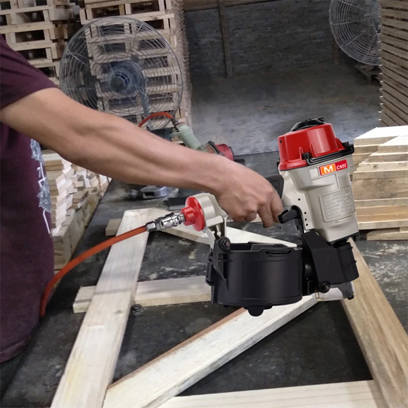 RONGPENG MCN55 Adjustment Coil Pallet Nailers Air Nail Gun Pneumatic Hand Tool  For Wood House and Pallet