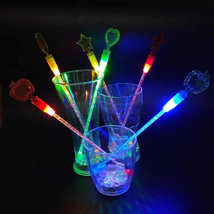 Bar Tools Light Up Swizzle Sticks Led Colorful Plastic Drink Stirrers LED Flashing Stirrer Swizzle Sticks