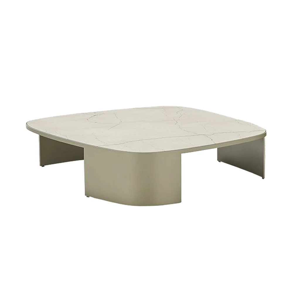 Italian Luxury Brushed Gold Stainless Steel Legs Coffee Table Modern Round Ceramic or Marble Top Table Set