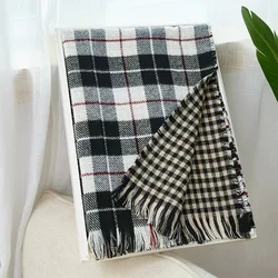 Autumn and winter new thickened warm double-sided fine grid scarf