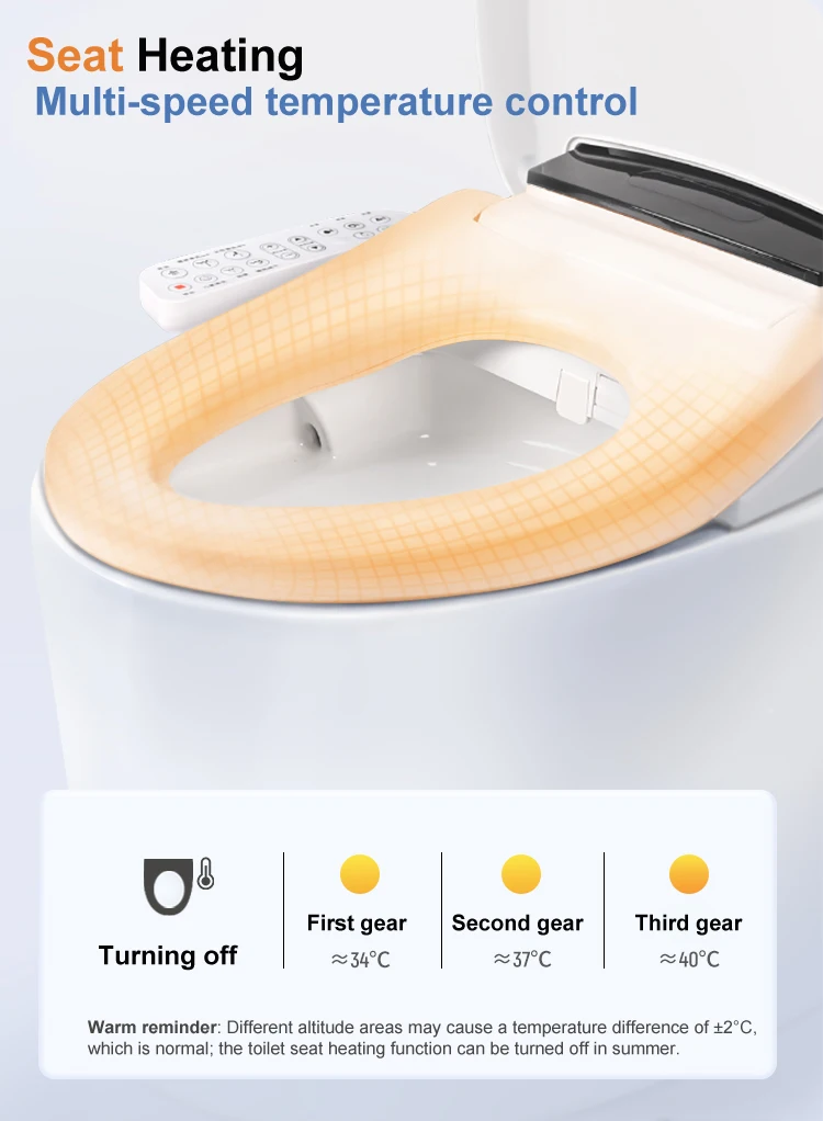 Elongated Smart Commercial Hygienic Warm Water Toilet Seat Automatic Toilet Seat Lid Auto Dual