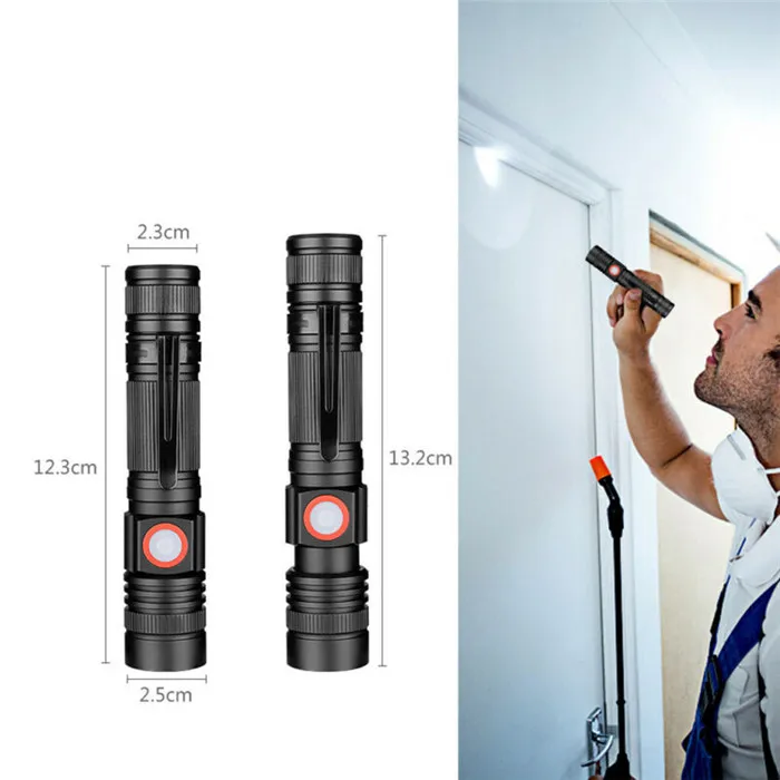 USB Rechargeable led Flashlight Handheld Pocket Sized Mini Led Flashlight 18650 Battery powered torch light