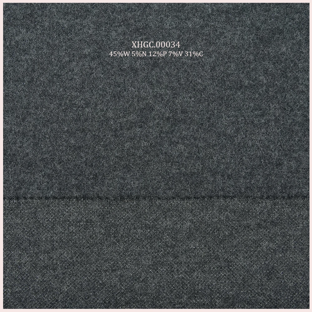 Soft Merino Wool Blend Interlock  Fabric 45%W 5%N 12%P 7%V 31%C  For Fashion Clothing  Casual Suit Pants Skirts
