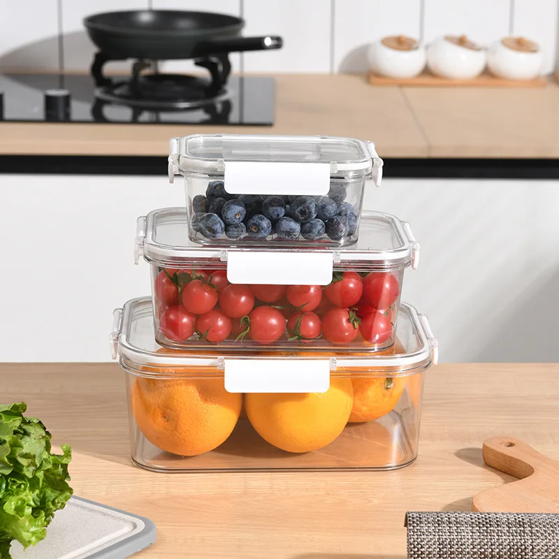 Transparent Sealed Food Storage Container with Lid Refrigerator Freezer Plastic Rectangle Preservation Box BPA Free Airtight Jar