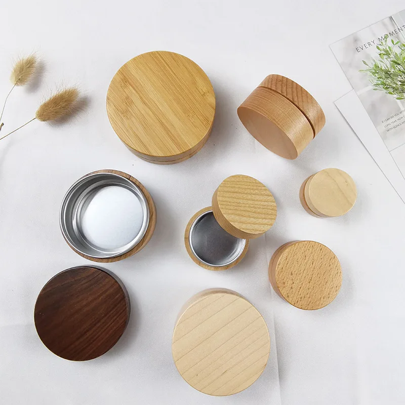 eco-friendly bamboo container 15 ml 30 ml 50 ml 80 ml 100 ml  bamboo aluminum jar empty bamboo wooden packaging