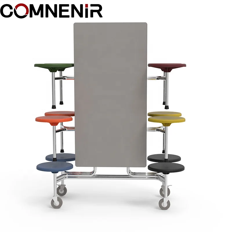 12 Seat Plastic Garden Folding Dining Table and Chair Set Steel School Furniture for Cafeteria & Hall Canteen