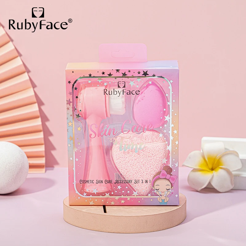 2 in 1 Portable Double Sided Fiber Bristle Silicone Face Brush Facial Cleansing Brush Cleansing Sponge Cleansing suit