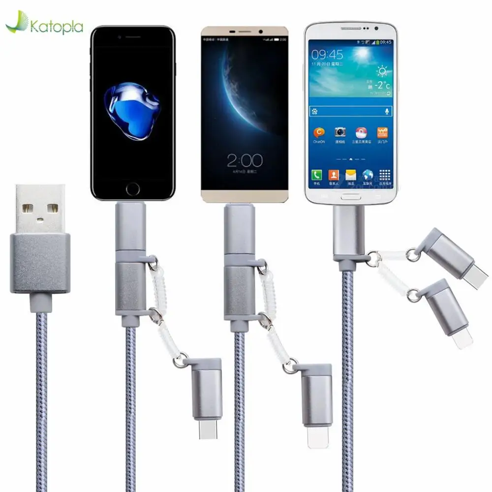 Многофункциональный нейлоновый кабель для передачи данных Android Iphone 6G/7G/8G/X 3 в