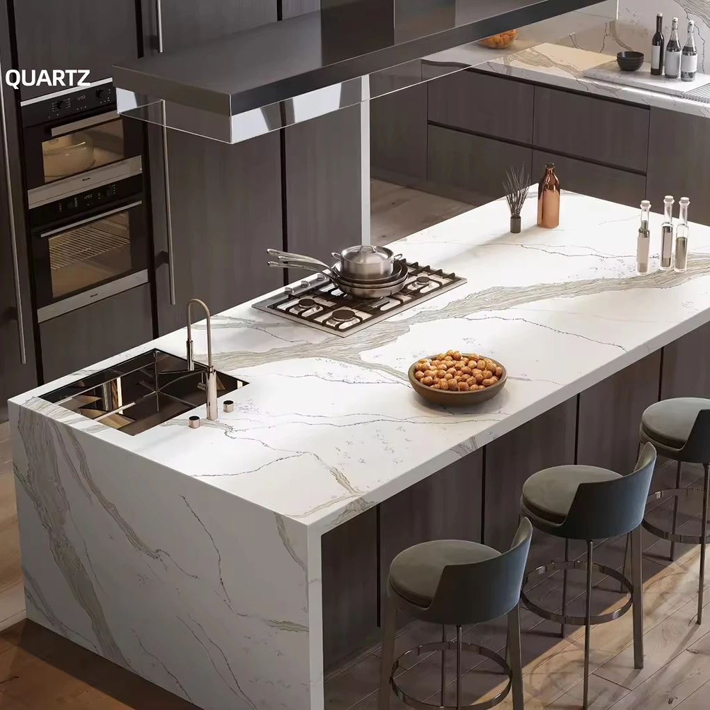 3200x1800mm jumbo quartz slab solid surface, quartz engineered stone countertops with new marble design