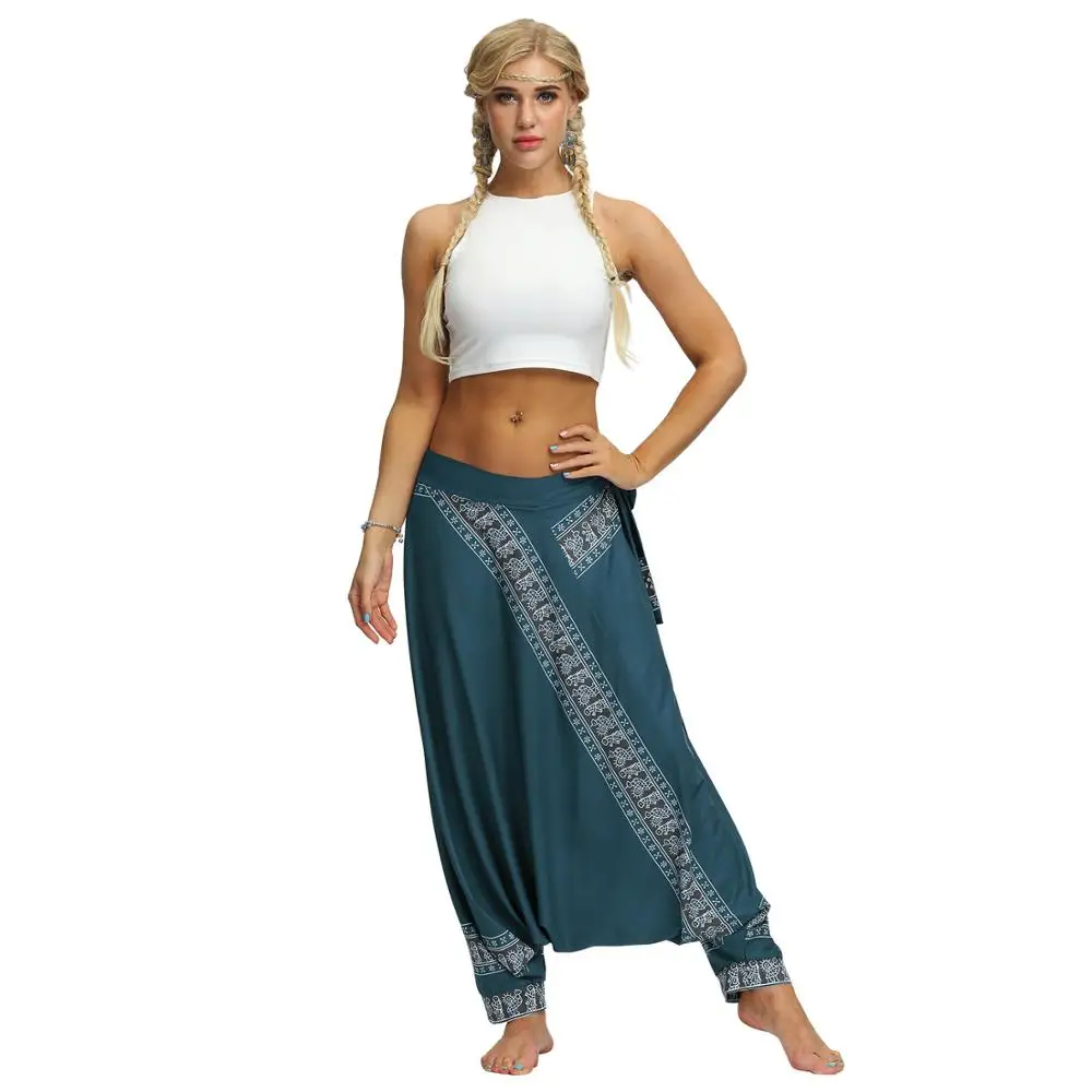 
Women Thai African Soft Loose harem pants Hippy Casual Fitness Yoga Pants Femme Sexy High Waist indian saree Dance Costumes 