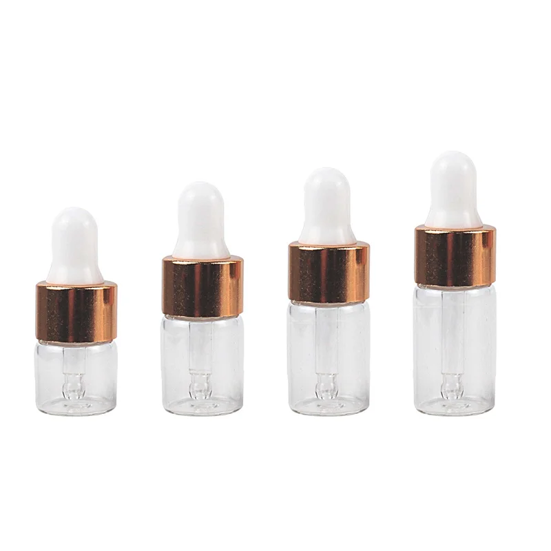 1ml 2ml 3ml 5ml  Cosmetic Frosted Small  Clear Glass Dropper Bottle Pipette Tips Disposable