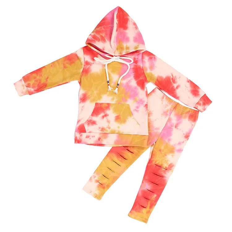 Girl Spring Korea New Girls Boutique Clothing Sets Long Sleeve Top Tween Outfit Tshirt Harem Pants for Kids Tye Dye Kids Outfits