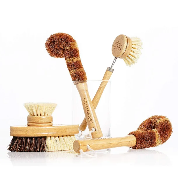 Eco Friendly Bamboo Wood Beechwood Kitchen Cleaning Scrub Dish Brushes