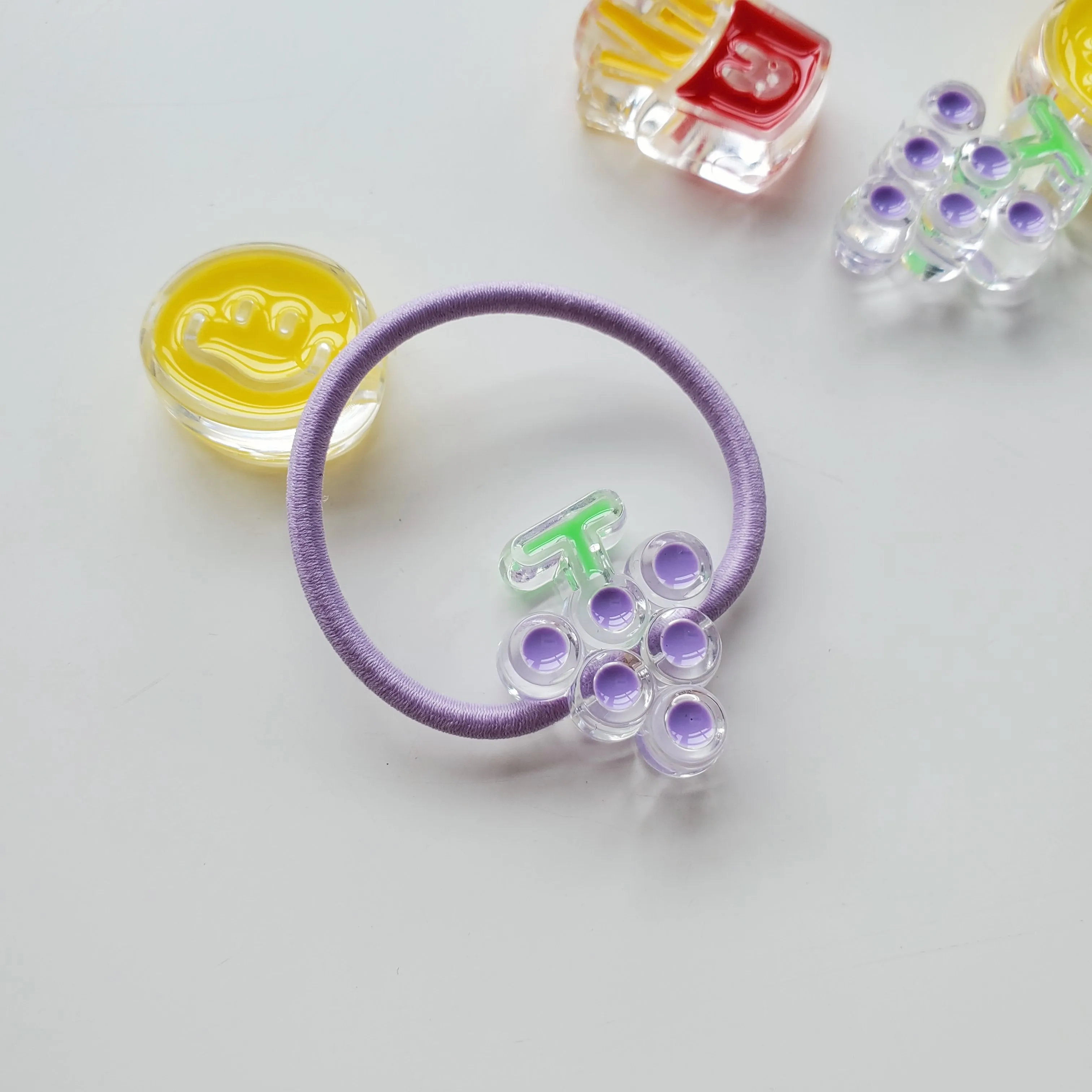 2022 Oil Drip Design Acrylic French Fries Smiley Grapes Beads DIY bracelet hair ornaments jewelry accessories