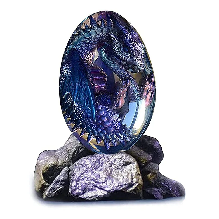 Dream Crystal Transparent Dragon Egg Resin Sculpture Crystal Dragon Egg Stones Lava Dragon Egg