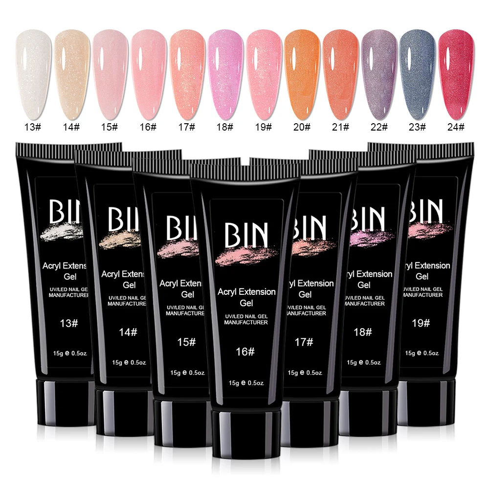 BIN Acrylic Nails Gel Product Glitter Hard Gel Nails Extension Long Lasting Extension Soak Off Gel Acrylic Nail