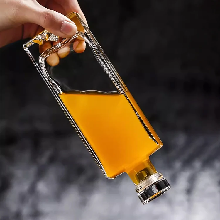 Wholesale custom 100ml 200ml 500ml 1000ml square wine vodka whiskey liquor glass brandy bottle with caps