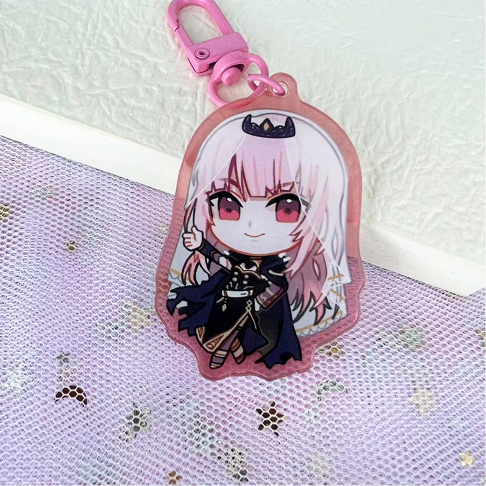 Customized acrylic gradient transparent keychain epoxy acrylic charms with anime image printed
